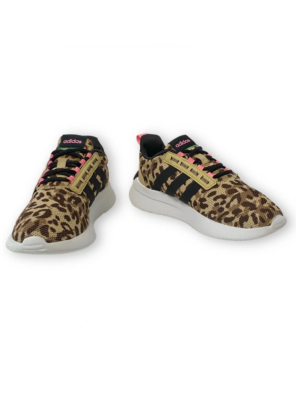 Adidas Youth Girls Size 2 Racer TR21 Leopard Black Pink Camo Sneaker Shoes